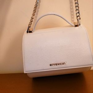 Givenchy Mini Pandora Box Calfskin Crossbody Bag White